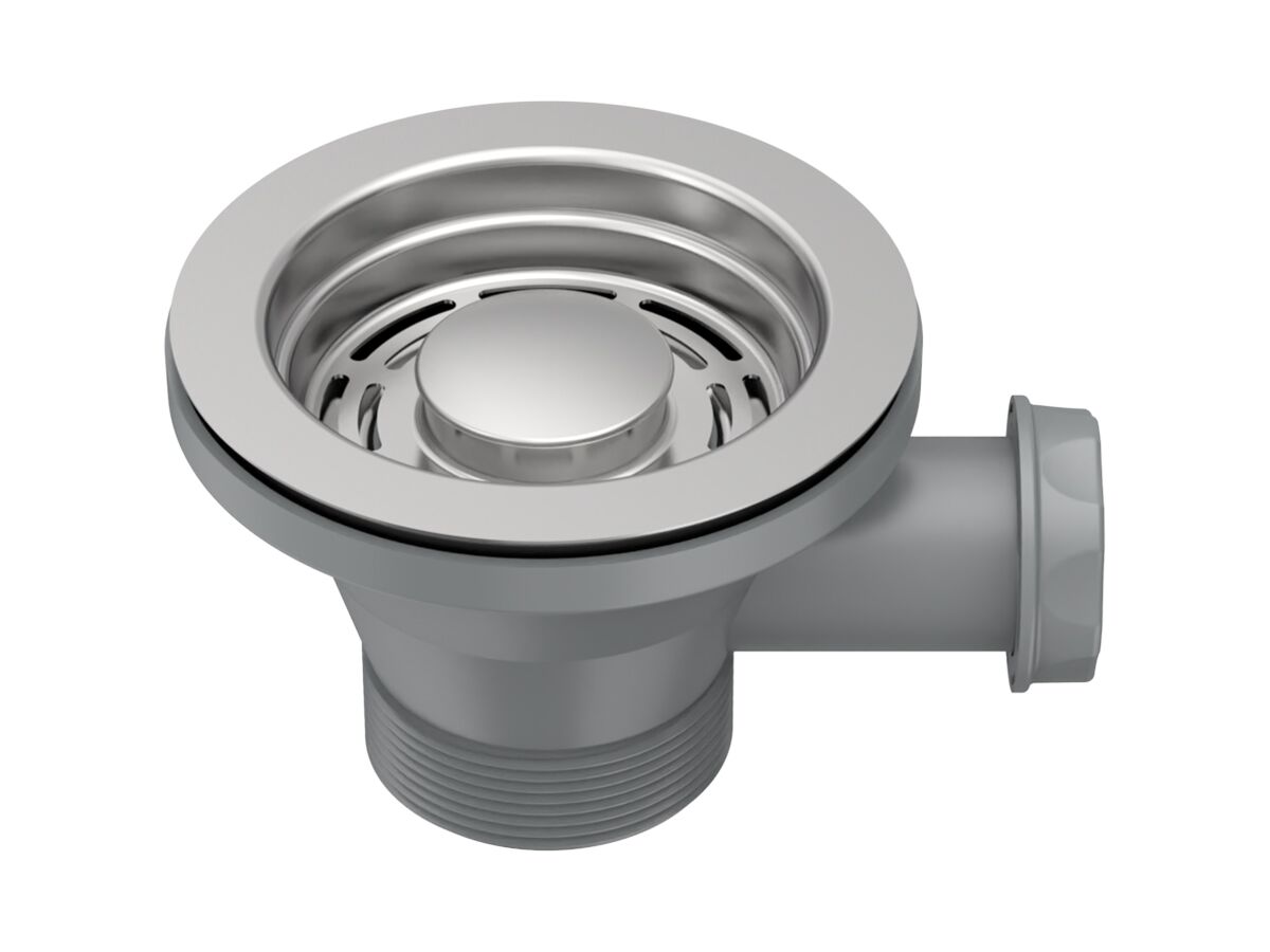 Hero - Memo 90mm x 50mm Easy Grip Sink Basket Waste Overflow Brushed Stainless Steel