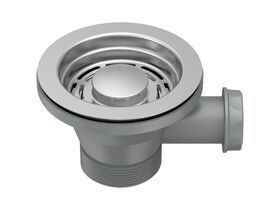 Hero - Memo 90mm x 50mm Easy Grip Sink Basket Waste Overflow Brushed Stainless Steel