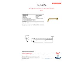 Specification Sheet - Sussex Pure Horizontal Shower Arm 350mm PVD Brushed Gold
