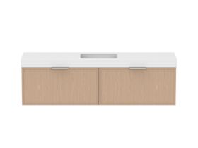 Supporting Image - Kado Lux Slim All Drawer 1800mm Wall Hung Vanity with Centre Basin 90mm Top Blonde Oak
