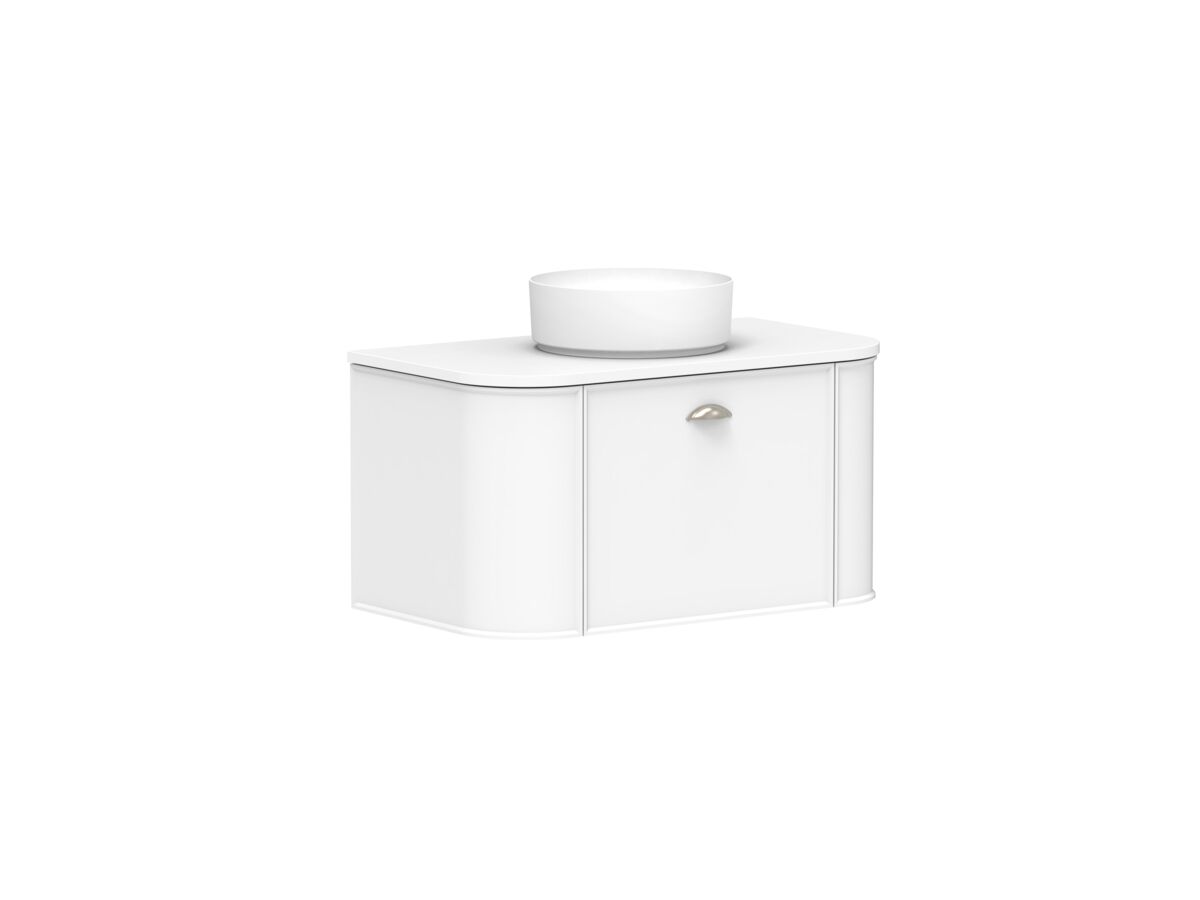 Supporting Image 2 - Kado Era Double Curve All Drawer 900mm Wall Hung Vanity with Centre Basin 20mm Top Matte White