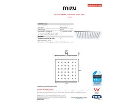 Specification Sheet - Mizu Bloc Overhead Shower 300mm Chrome (3 Star)