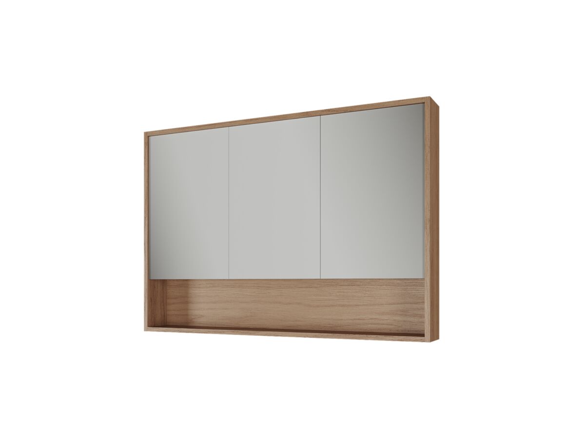 Supporting Image - Kado Aspect 1200mm Mirror Cabinet Three Doors with Shelf and Surround View - Boston Oak Side