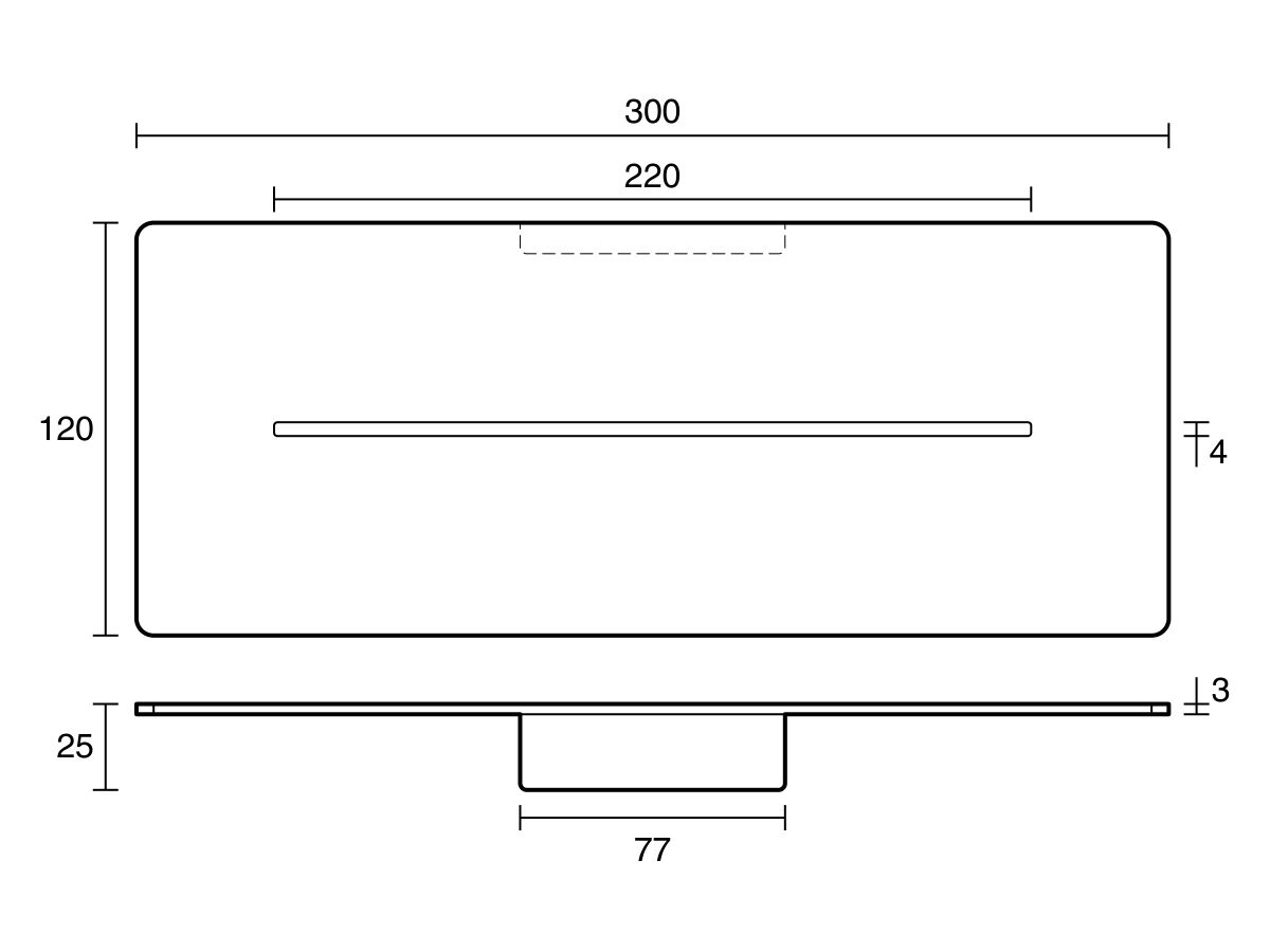 Technical Drawing - Mizu Bloc Metal Shower Shelf