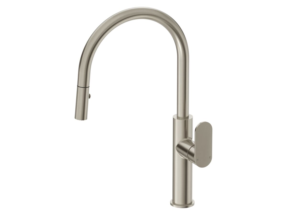 Hero - Mizu Soothe MK2 Gooseneck Pull Out Sink Mixer Curved Brushed Nickel (5 Star)