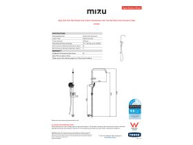 Specification Sheet - Mizu Drift Twin Rail Shower and 120mm Handshower Only with Top Rail Water Inlet Chrome (3 Star)
