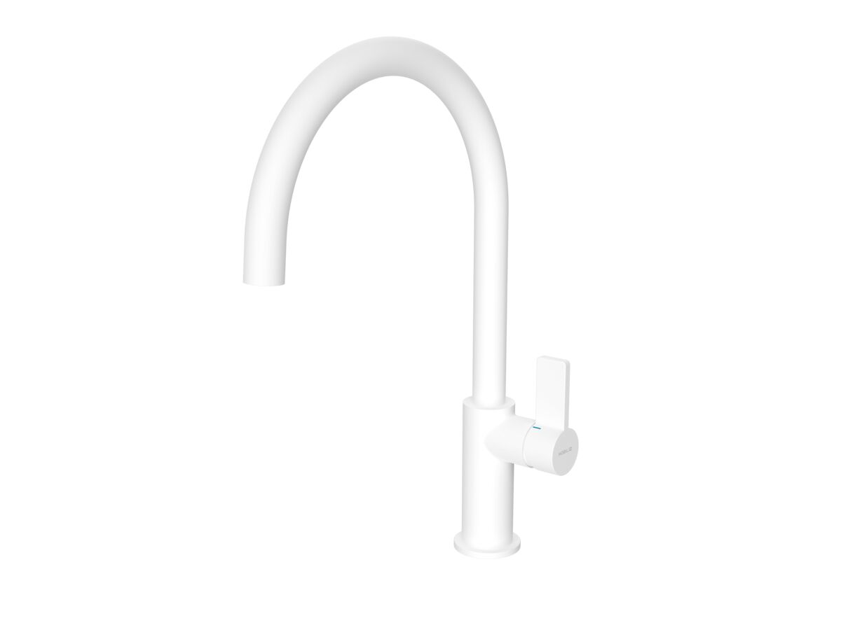 Supporting Image - Nobili Flag Gooseneck Sink Mixer Tap Matte White (4 Star)