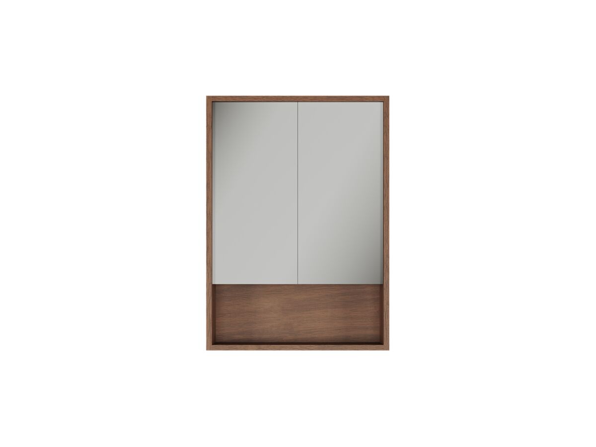 Supporting Image - Kado Aspect 600mm Mirror Cabinet Two Doors with Shelf - Florentine Walnut