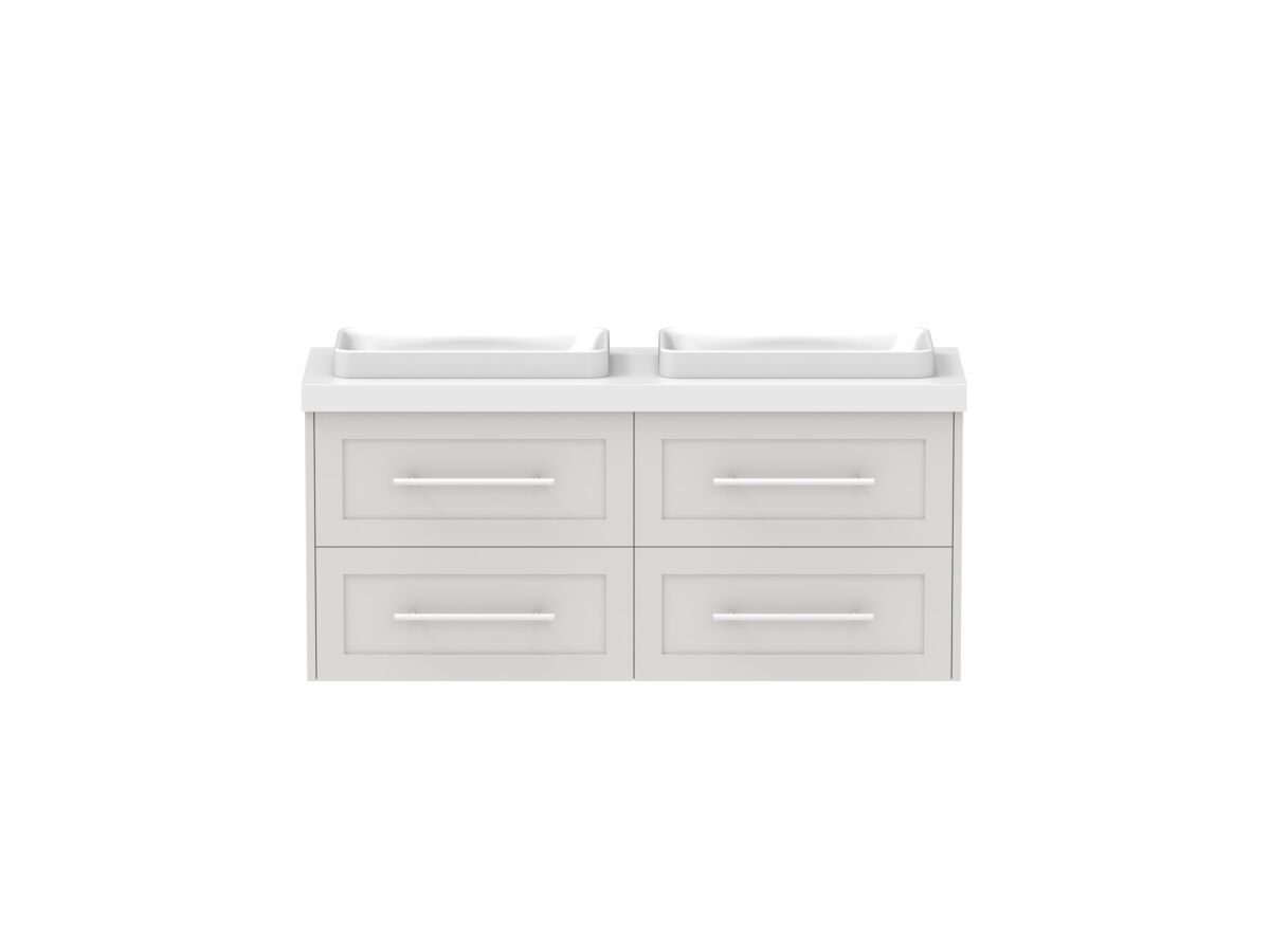 Hero - Kado Lux Ensuite All Drawer Twin 1200mm Wall Hung Double Basin 50mm Top