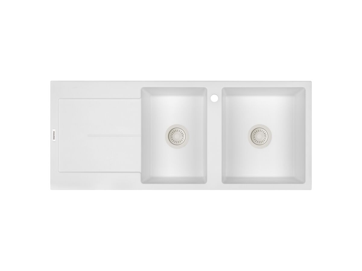 Hero - Memo Freya 1 3/4 Sink 1 Taphole Right Hand Bowl with Drainer Granite White