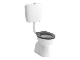 Hero - Wolfen Care Plastic Link Toilet Suite with Concealed S-Trap Single Flap Grey Seat & Button (4 star)