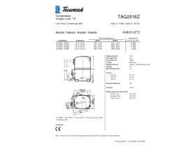 Technical Specifications - Tecumseh EVO-Aqua Water Cooled Condensing Unit R404A TAG2516ZBR-HE 3 Phase