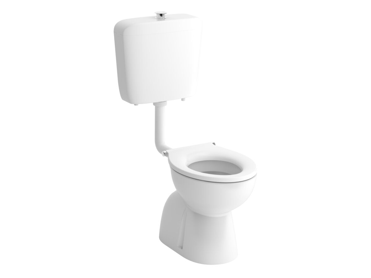 Hero - Wolfen Care Plastic Link Toilet Suite with Concealed S Trap Single Flap Seat White (4 Star)