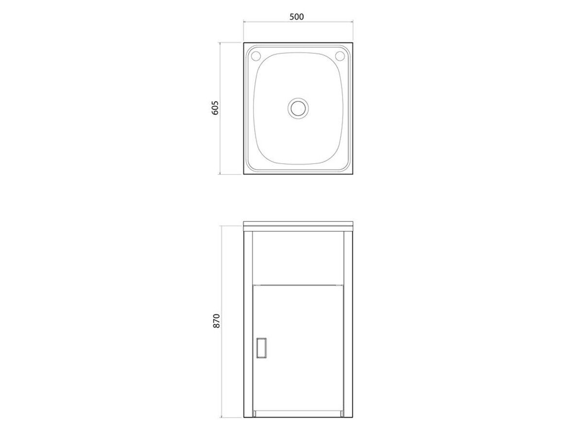 Clark F6111 Tub & Cabinet Compact 42Lt Utility Stainless Steel