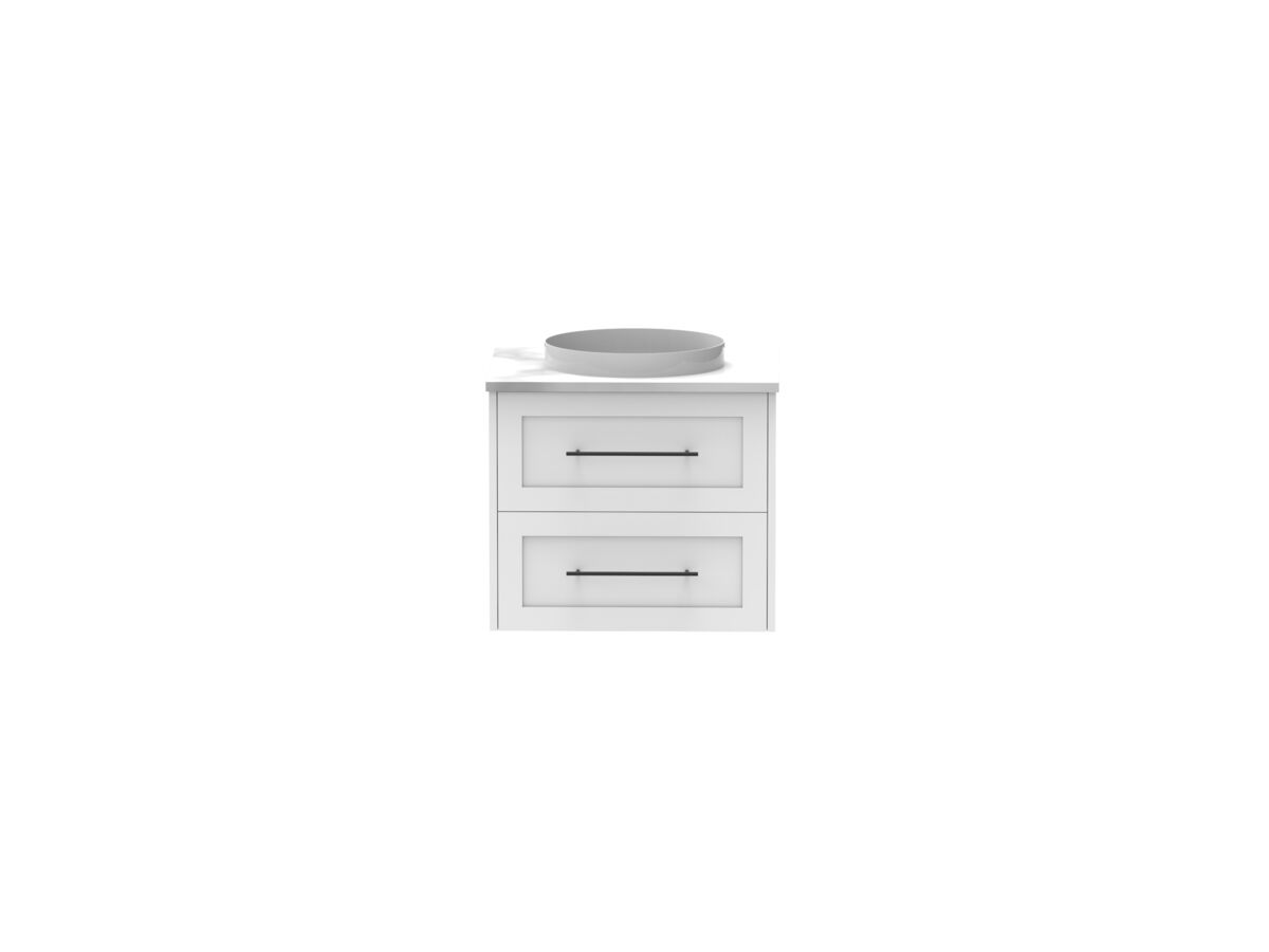 Supporting Image - Kado Lux All Drawer 600mm Wall Hung Vanity Centre Basin 20mm - White - Front