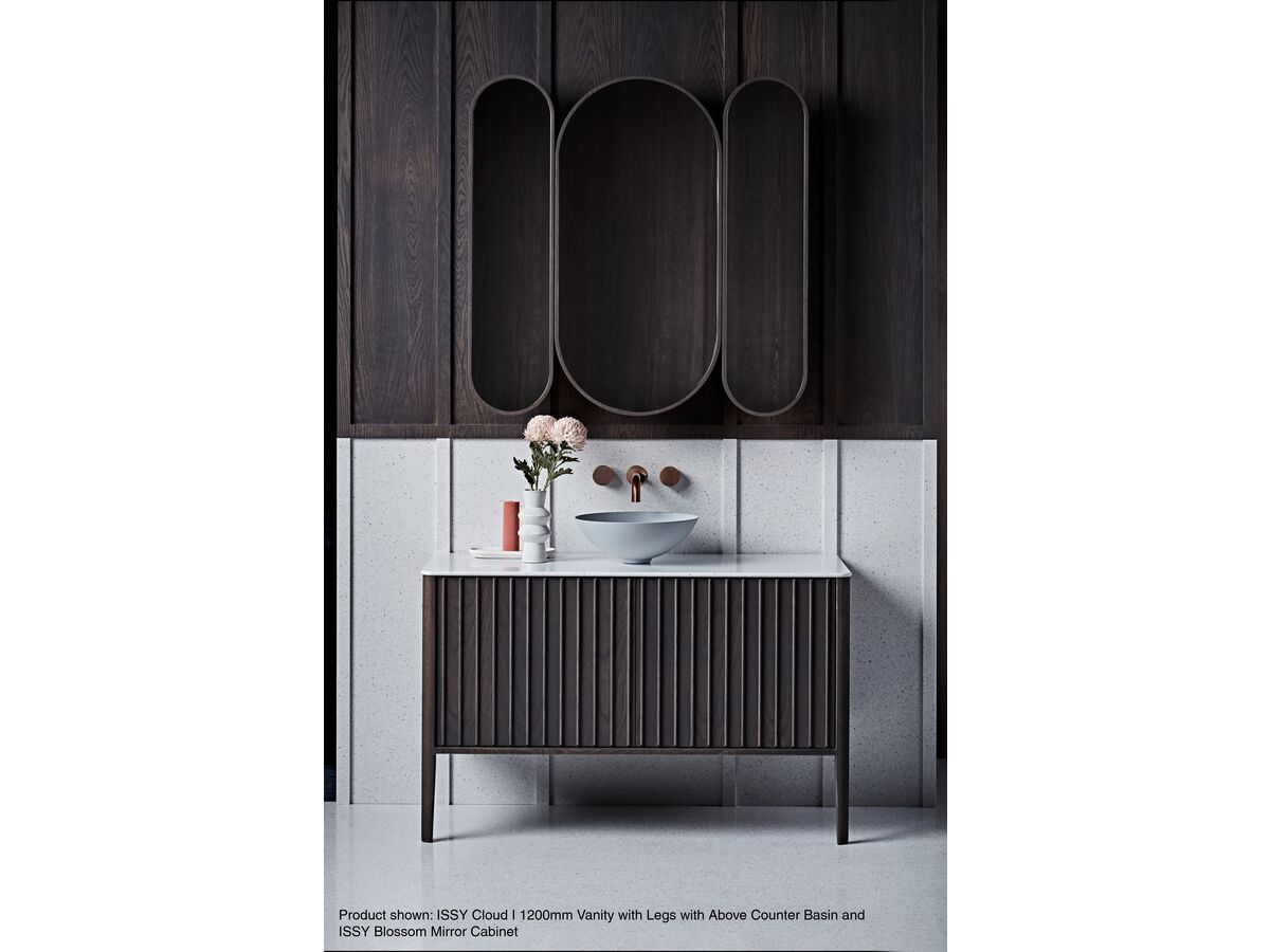 ISSY Cloud I 1200mm Vanity with Legs with Above Counter Basin and ISSY Blossom Mirror Cabinet
