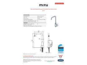 Specification Sheet - Mizu Soothe Square Gooseneck Sink Mixer Tap Chrome (4 Star)