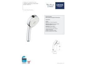 Technical Guide - GROHE Tempesta Cosmo 100mm 4 Function Handpiece White (Not Star Rated)