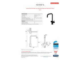 Specification Sheet - Sussex Scala Sink Mixer Tap Large Square Right Hand Matte Black (4 Star)