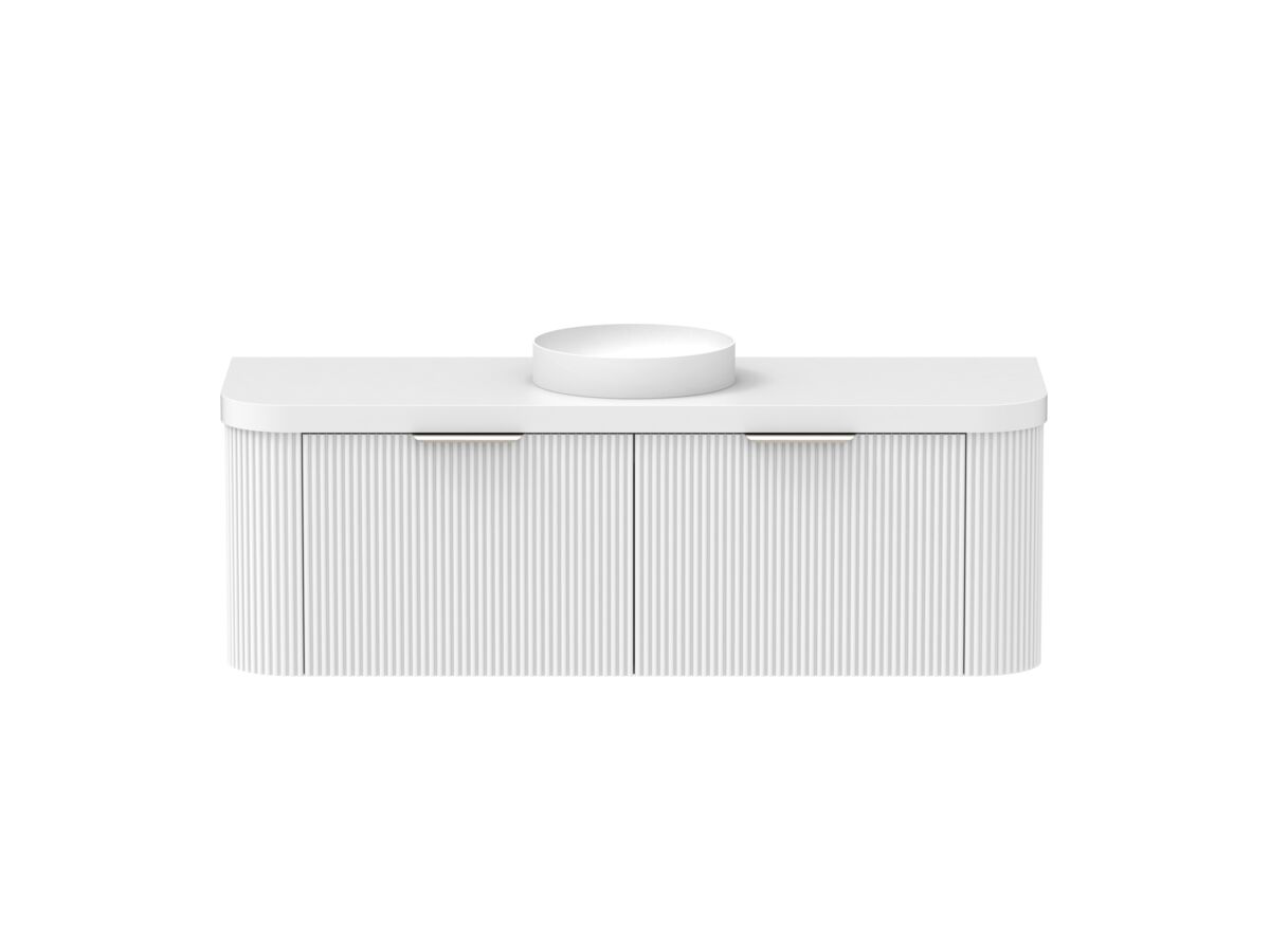 Supporting Image - Kado Neue Fluted Double Curve All Drawer 1500mm Wall Hung Vanity with Centre Basin Durasein 50mm Top Ultra White