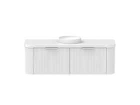Supporting Image - Kado Neue Fluted Double Curve All Drawer 1500mm Wall Hung Vanity with Centre Basin Durasein 50mm Top Ultra White