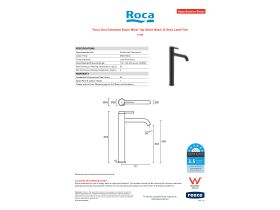 Specification Sheet - Roca Ona Extended Basin Mixer Tap Matte Black (6 Star)