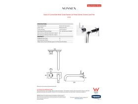 Specification Sheet - Scala 25 Curved Bath Mixer Outlet System Left Hand 250mm Chrome Lead Free
