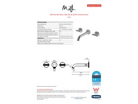 Specification Sheet - Milli Etch Wall Basin / Bath Tap Set 200mm Chrome (6 Star)