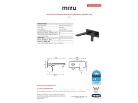 Specification Sheet - Mizu Bloc Wall Basin/Bath Mixer Set Kit Matte Black (6 Star) Lead Free