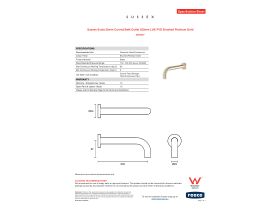 Specification Sheet - Sussex Scala 25mm Curved Bath Outlet 200mm LUX PVD Brushed Platinum Gold