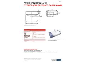 Technical Guide - American Standard Cygnet Semi Recessed Basin 1 Taphole 500mm White