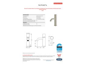 Specification Sheet - Sussex Pure Basin Mixer Curved Spout with Diamond Textured Handles PVD Brushed Nickel (5 Star) Lead Free
