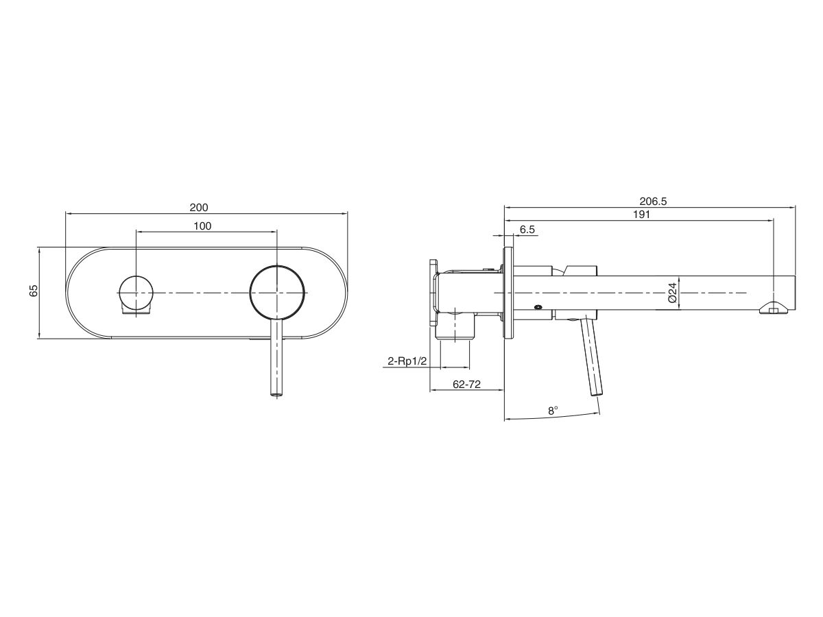 Mizu Drift MK2 Wall Bath Mixer Set