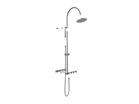 Supporting Image - Faucet Strommen Vara Disc Wall Set with Twin Rail Shower Tap System Kit Brushed Graphite (3 Star) Lead Free