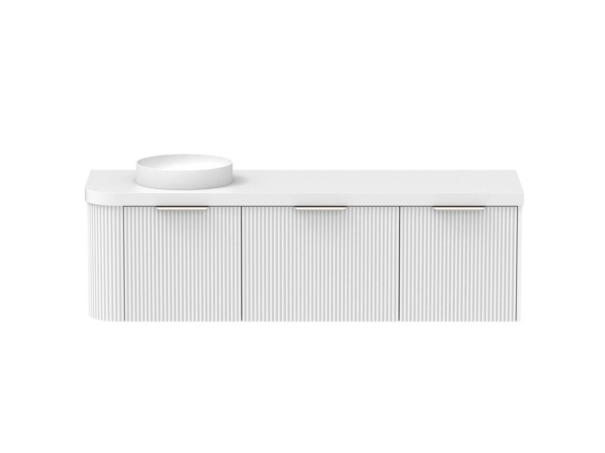 Supporting Image - Kado Neue Fluted Single Curve All Drawer 1650mm Wall Hung Vanity with Left Hand Basin Durasein 50mm Top Ultra White