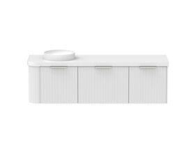 Supporting Image - Kado Neue Fluted Single Curve All Drawer 1650mm Wall Hung Vanity with Left Hand Basin Durasein 50mm Top Ultra White