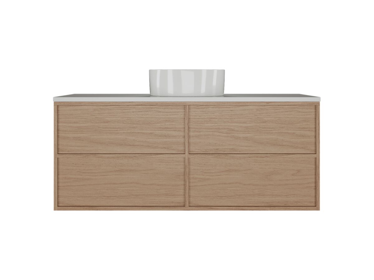 Supporting Image - Kado Aspect Wall Hung Vanity Unit 1200mm 4 Drawer Corian 20mm Top - Boston Oak