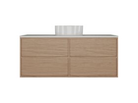 Supporting Image - Kado Aspect Wall Hung Vanity Unit 1200mm 4 Drawer Corian 20mm Top - Boston Oak