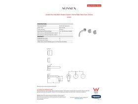 Specification Sheet - Sussex Pure Wall Bath Hostess System 160mm Right Hand Satin Chrome