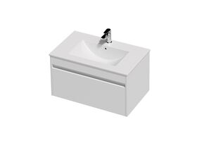 Posh Domaine Single 750 1 Drawer Wall Hung White Console Top Gloss White