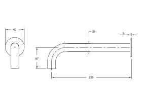 Sussex Pure Wall Bath Outlet 250mm