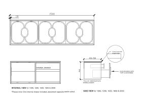 ISSY Blossom II 1500 x 400-500 x 450 Vanity Unit with Three Soft Close Drawer and One Internal Drawer, with Handle