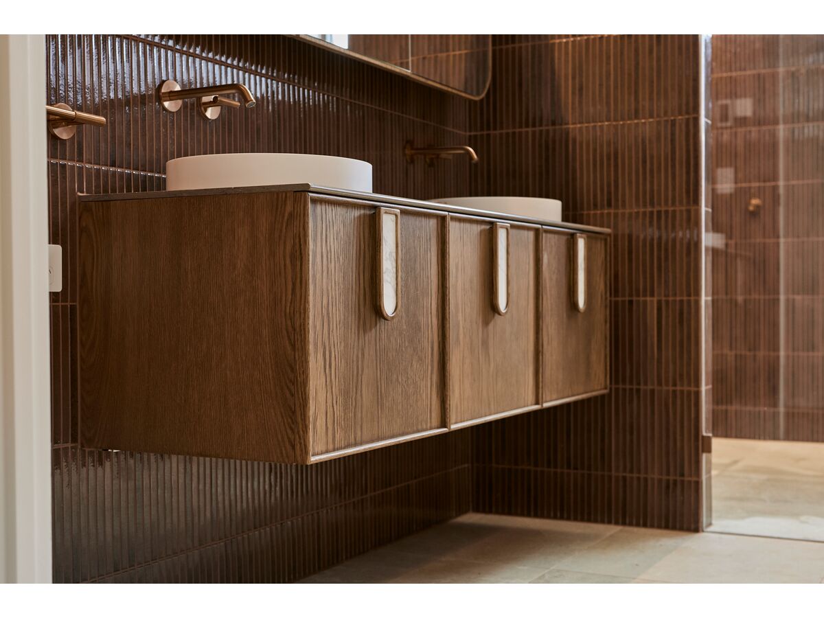 In Situ - ISSY Adorn Above Counter / Semi Inset Wall Hung Vanity Unit with Three Drawers & Internal Shelves with Petite Handle 1500mm x 500mm x 450mm