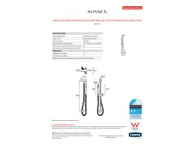 Specification Sheet - Sussex Scala Single Rail Shower with Top Rail Water Inlet LUX PVD Brushed Oyster Nickel (3 Star)