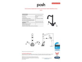 Specification Sheet - Posh Canterbury English Basin Twinner Lever Porcelain Handles Matte Black (4 Star)