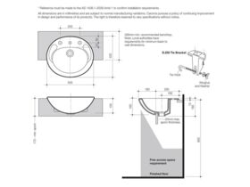 Concrode Semi Recessed Vanity Basin 1 Taphole White