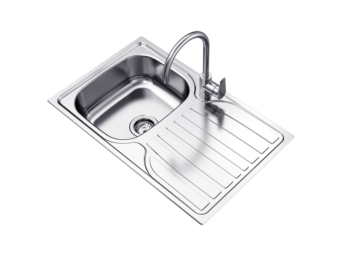 Supporting Image - Posh Bristol Single Bowl Sink 1 Taphole Left Hand Bowl with Drainer Stainless Steel