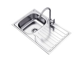 Supporting Image - Posh Bristol Single Bowl Sink 1 Taphole Left Hand Bowl with Drainer Stainless Steel