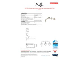 Specification Sheet - Milli Pure Wall Basin Hostess System 200mm Right Hand Brushed Nickel (3 Star)