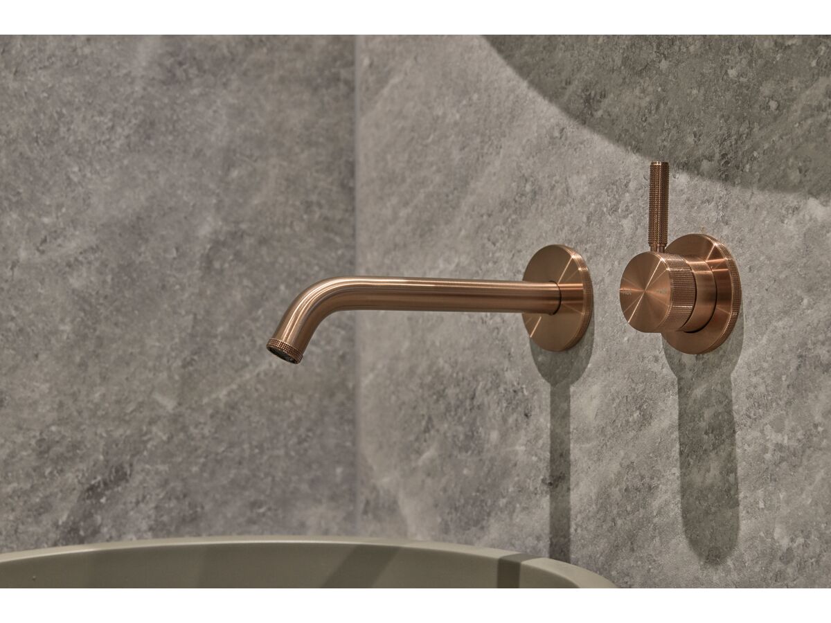In Situ - Milli Etch Wall Basin/Bath Mixer Tap Set Square Kit Brushed Bronze (6 Star) Lead Free